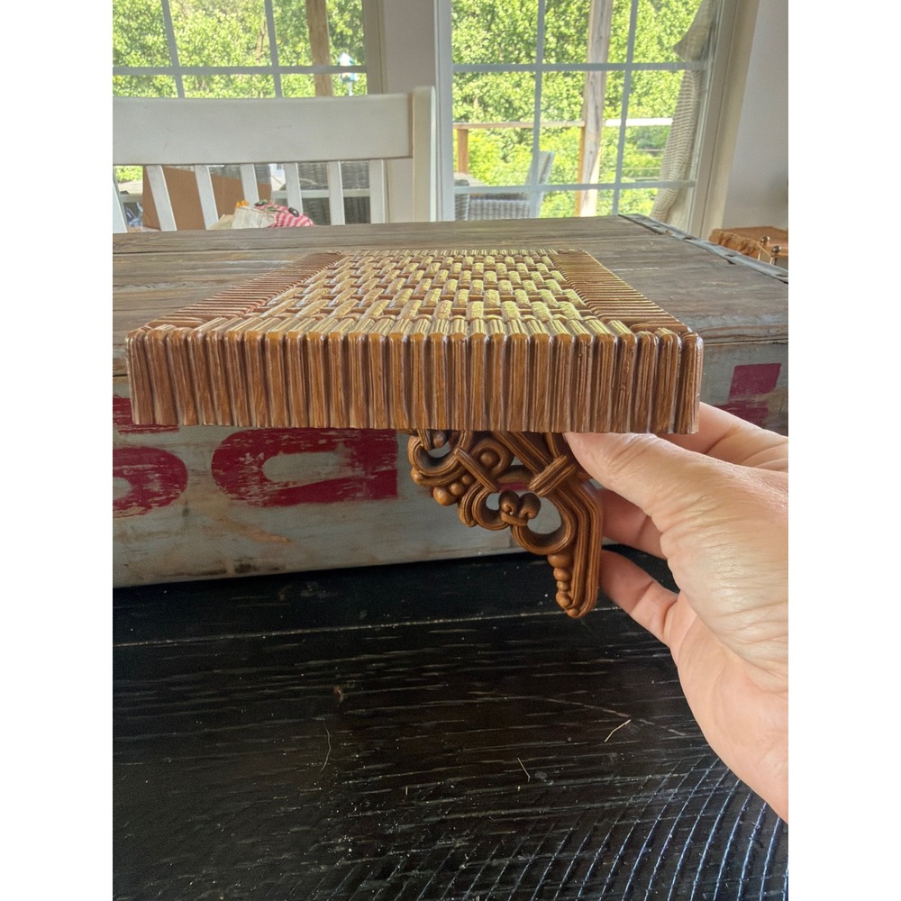 Vintage 1978 HOMCO Faux Rattan Wall Shelf – Mid Century Boho 7"x5"